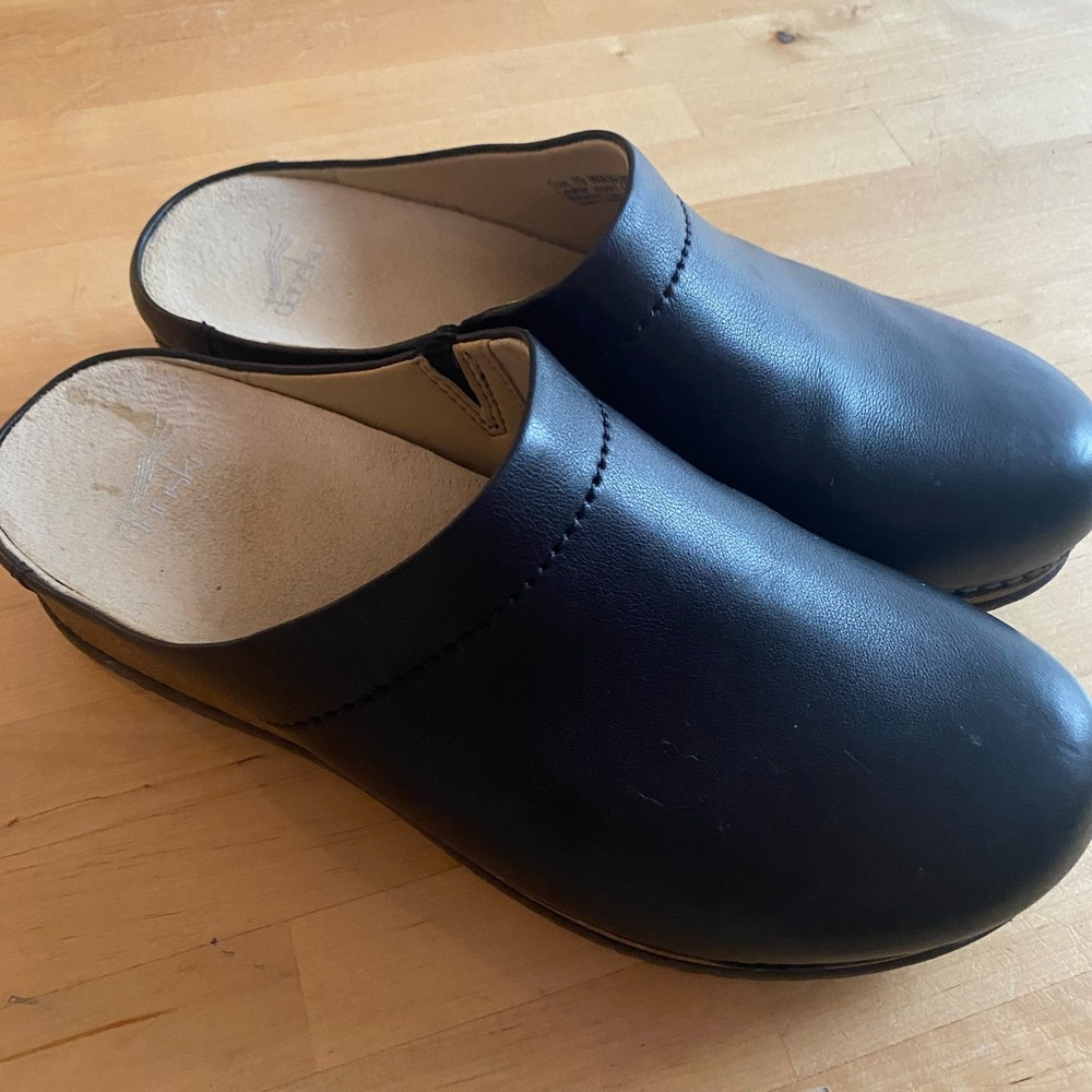 Dansko Black Leather Mules